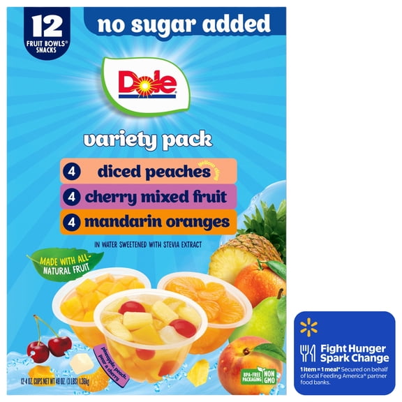 Dole Fruit Bowls No Sugar Added Variety Pack, 4 oz Cups (12 Pack)