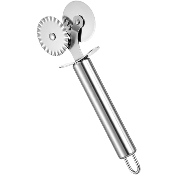Pastry Cutter Wheel, Stainless Steel Dough Divider with Handle, Multi-Function Pastry Knife, Pizza Cutter Roller and Pie Server for Pizza Pasta Pastry Cookie Ravioli Easy To Use & Clean,Silver