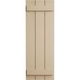 thumbnail image 3 of Ekena Millwork 16 1/2"W x 52"H Rustic Three Board Joined Board-n-Batten Rough Sawn Faux Wood Shutters (Per Pair), Primed Tan, 3 of 11