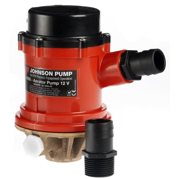 Johnson 166004B PRO Series 1600 GPH Livewell/Baitwell Aerating Pump, 12V