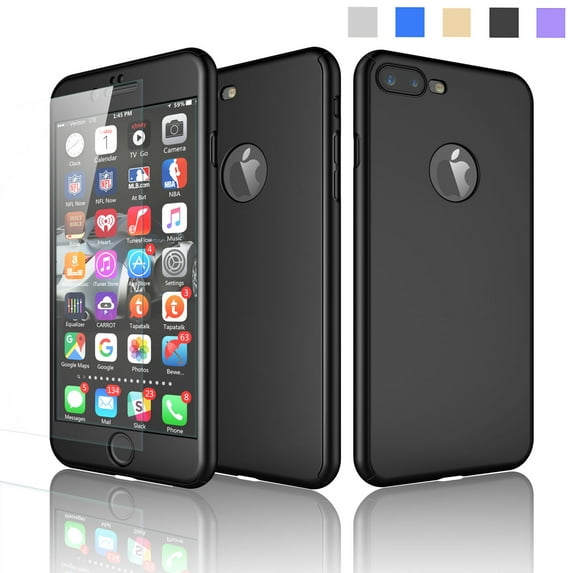iPhone 7 Plus Case, iPhone 7 Plus Sturdy Cover, Njjex Slim Fit Full Protective Anti-Scratch Cover Case iPhone 7 Plus With Screen Protector For iPhone 7 Plus 5.5"-Black