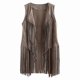thumbnail image 1 of Vintage 70s Style Fringe Waistcoat for Women - Sleeveless Faux Suede Vest with Boho Design, 1 of 5