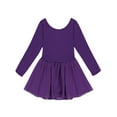 thumbnail image 6 of TiaoBug Girls Long Sleeve Ballet Leotard Dress Gymnastics Outfit Ballerina Dancewear Purple 3-4, 6 of 7