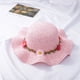 thumbnail image 4 of Sombrero de verano para niños con circunferencia de 51-52 cm, sombrero de paja con flores, sombrero grande para lavabo, sombrero de paja para playa con protección solar, 4 of 5