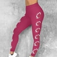 thumbnail image 3 of Women's Yoga Pants Workout Running Leggings High Waist Leggings Tights Hot Pink 2XL, 3 of 9