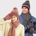 thumbnail image 4 of Women Winter Beanie Hat Long Scarf Touchscreen Gloves Set with Fleece Lined Jacquard Warm Knitted Hat with Plush Ball, 4 of 8