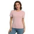 thumbnail image 4 of Womens Scoop Neck T Shirts Basic Ribbed Tees Fitted Tshirt Plain Short Sleeve Tops Casual, 4 of 6