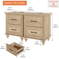 thumbnail image 2 of Set of 2 Nightstands with Charging Station, Wooden Bedside Tables with 2 Drawers, 20-Inch, Oak, 2 of 7