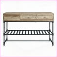 thumbnail image 5 of Oak & Sandy Gray Industrial Coffee Table for Living Room, KD Design with Drawer & Shelf Storage, 5 of 7