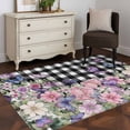thumbnail image 3 of 3'x5' Area Rugs, Spring Floral Indoor Outdoor Area Rug for Living Room Bedroom, Black White Checkered Farmhouse Butterfly Washable Bathroom Rugs Kitchen Floor Carpet Mats Home Decor Aesthetic, 3 of 8