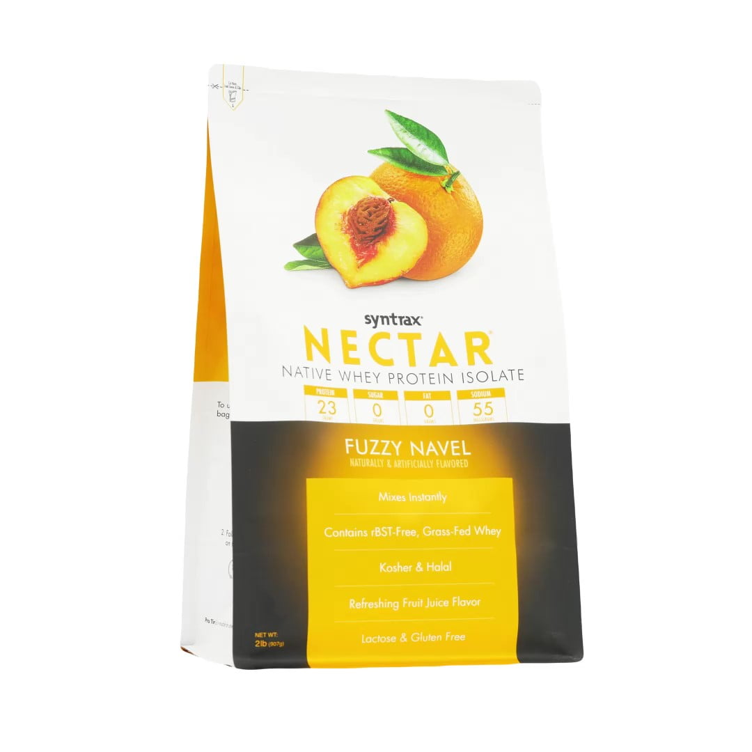 Syntrax Nectar, Fuzzy Navel, 2 lb. 100% Whey Protein Isolate, Refreshing Fruit Flavor
