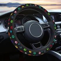 Steering Wheel Cover Neoprene Material Most Cars Men&Women Universal 15 inch Premium Non-Slip Spring Steering Wheel Protector Floral Car Accessories (Black Foot)