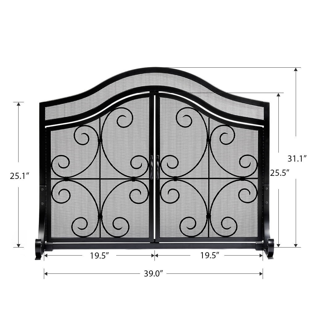 Amagabeli 33×41 Inch Fireplace Screen with Doors Spark Guard Sturdy Wrought Iron Fire Screen for Indoor Outdoor Fireplace Areas Black Metal Mesh with Heavy Support Legs Protects Carpet and Black Sansujyuku sansujyuku.com