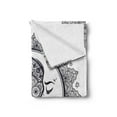 thumbnail image 2 of Zodiac Soft Flannel Fleece Throw Blanket, Intricate Boho Mandala Form Crescent Moon Foreground Alchemy, Cozy Plush for Indoor and Outdoor Use, 50" x 60", Dark Blue White, by Ambesonne, 2 of 5
