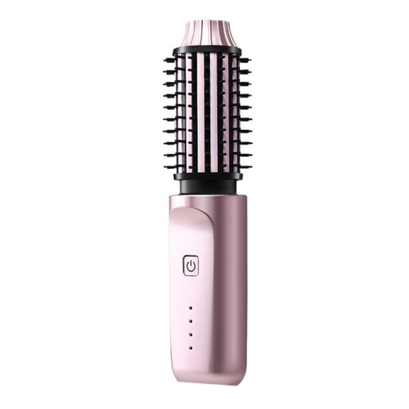 DHliIQQ Cordless Hair Curling Iron Brush,3-in-1 Travel Curling Brush Hair Straightener Comb,Rechargeable Heated Hair Brush Styler,Mini Hair Curling Iron,Hair Curler Iron for Travel