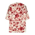 thumbnail image 4 of Oplxuo Women Floral Print Lightweight Chiffon Kimono Cardigan Short Sleeve Loose Beach Wear Cover Up Blouse Top, 4 of 5