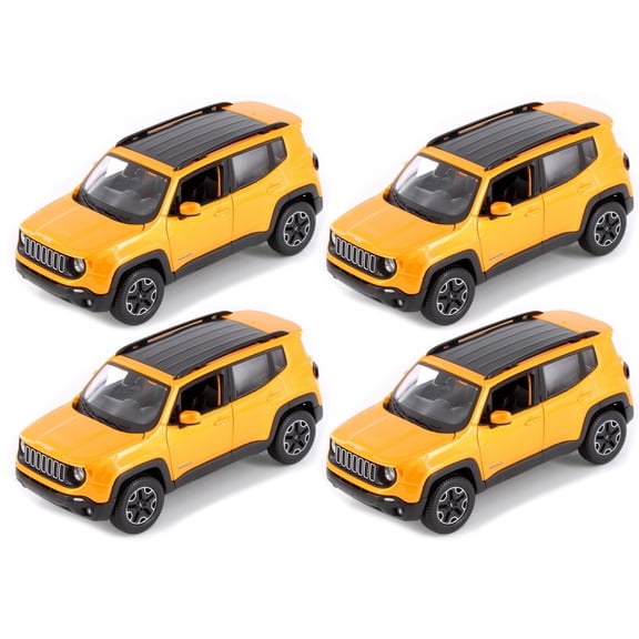 2017 Jeep Renegade SUV, Orange - Showcasts 37282 - 1/24 Scale Set of 4 Diecast Model Toy Cars
