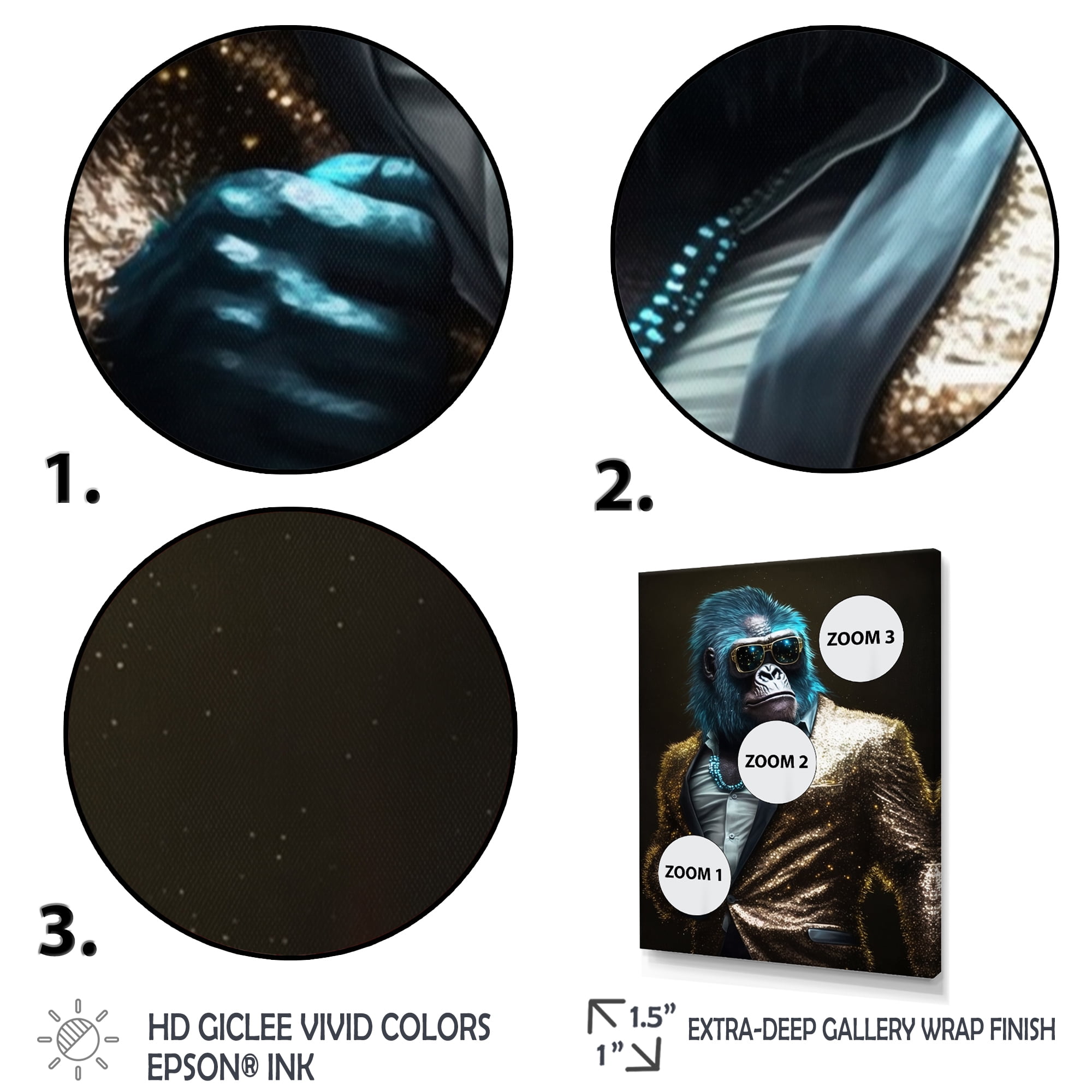 Designart Disco Style Tuxedo Gorilla II Canvas Wall Art
