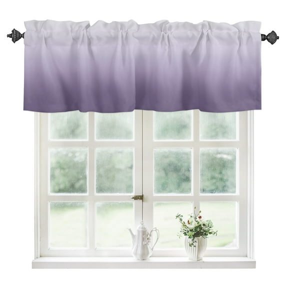 Gradient Pure Purple Abstract Art Kitchen Valances for Windows 42x18 Inch Kitchen Curtains Valances Rod Pocket Bathroom Window Valances for Window Treatment Decor
