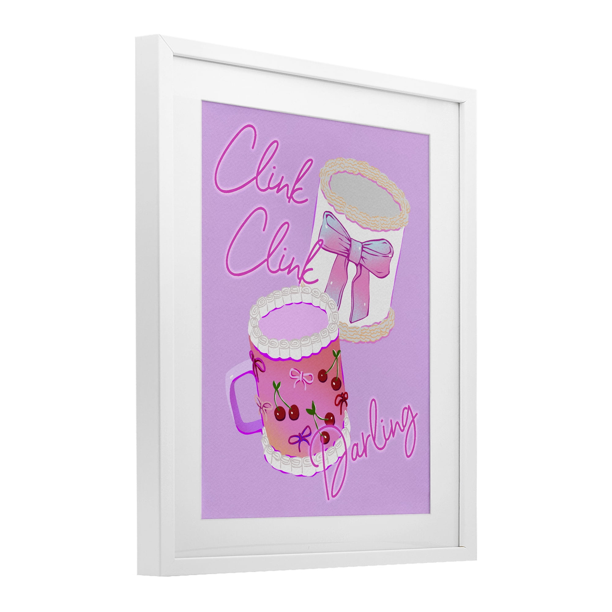 Stupell Industries Clink Darling Cherry Mug White Framed Print Under Glass, design by Ziwei Li
