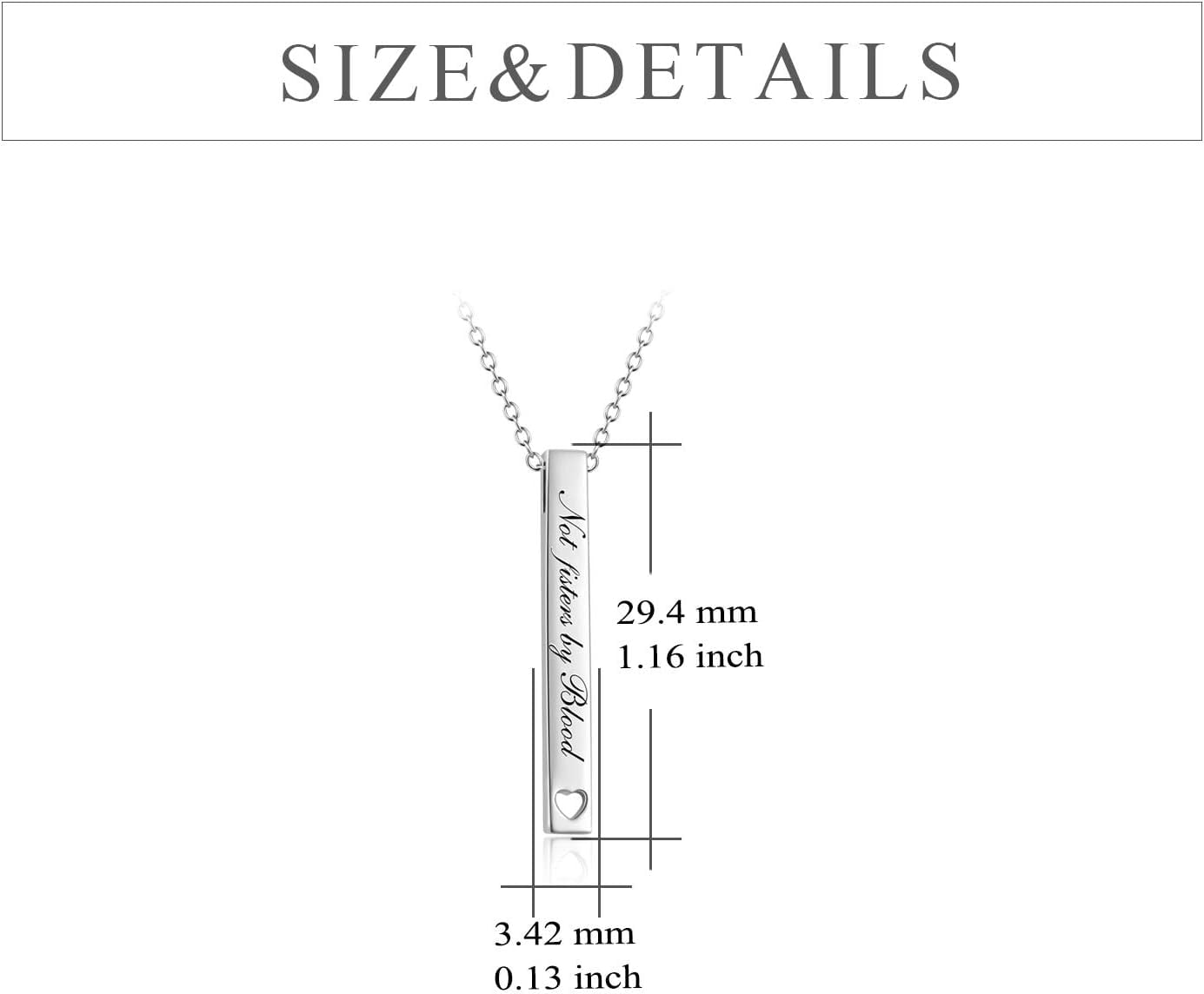 Sterling Silver Bar Necklace - Inspirational Jewelry for Women: Birthday Gifts for Sister, Friends
