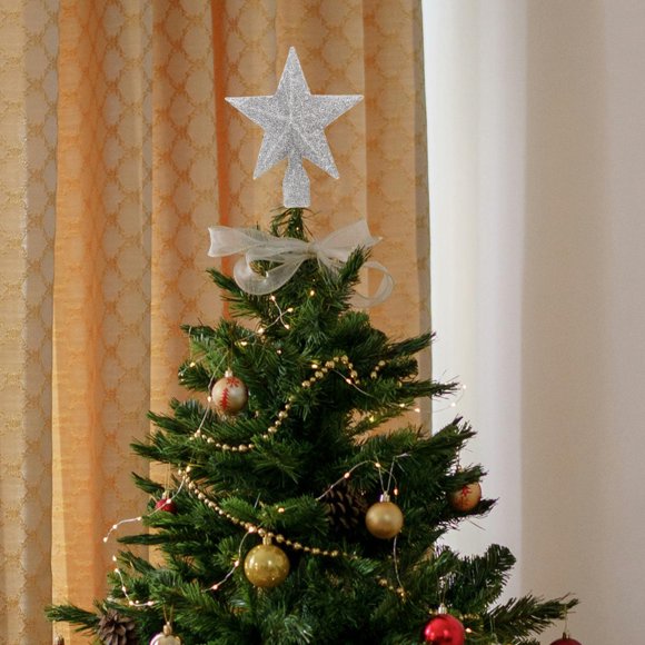OULII 10Pcs Christmas Tree Top Star Silver Star Ornament For Families And Individuals