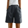 thumbnail image 2 of CheerKidz Women's Comfortable Summer Shorts Summer Cotton and Linen Elastic High Waist Linen Pants with Pockets for Casual and Comfort Wear, 2 of 5