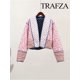 thumbnail image 2 of TRAFZA-abrigo con estampado de flores para mujer, chaquetas 2 en uno acolchadas reversibles de manga larga con frente abierto, ropa de calle Vintage de otoño, 2 of 4