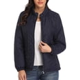 thumbnail image 2 of Frontwalk Women Quilted Jackets Stand Collar Coat Long Sleeve Outerwear Ladies Casual Coats Zip Up Navy Blue XL, 2 of 4