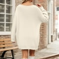 thumbnail image 4 of Ediodpoh Ribbed Knit Sweater Dress Long Sleeve Turtleneck Pullover Casual Loose Fit Tunic Elegant Warm Winter Oversized Dress Sweater Dress Beige S, 4 of 6