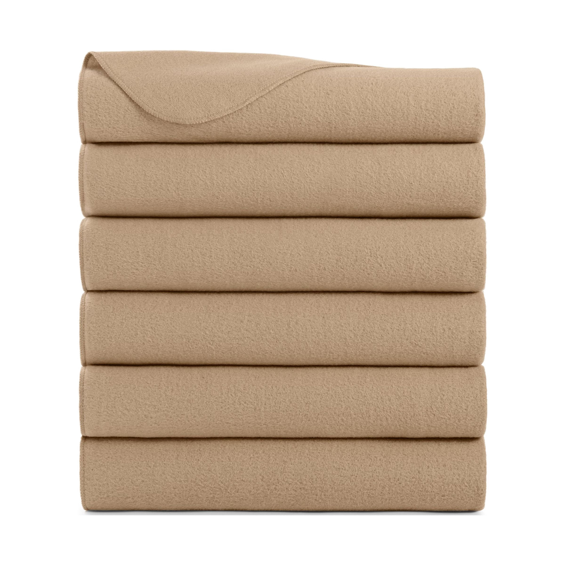 Arkwright Polar Fleece Throw Blankets (Case of 24) Ultra Soft, Lightweight, 50 x 60 in, Beige