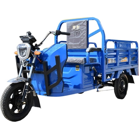 60V 45A Electric Tricyle Cargo Van for Adults, Long Range Commercial Mobility Scooters for Seniors, 1000W Electric Three Wheel Cargo Transporter w/63" Hydraulic Tipping Bucket, 25-37 MI Range