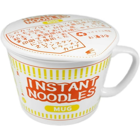 

Original Ceramic Instant Noodle Ramen Soup Bowl Mug with Lid (34 Oz Red) - As seen on Iron Chef