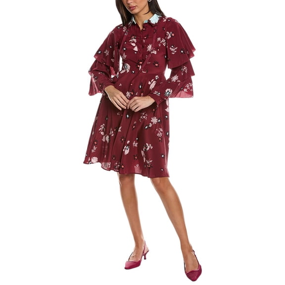 Valentino womens  Floral Silk Mini Dress, 38, Purple