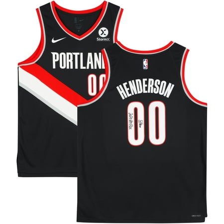 Scoot Henderson Portland Trail Blazers Autographed Black Icon Edition Swingman Jersey with "2023 #1 Pick" Inscription - Fanatics Authentic Certified