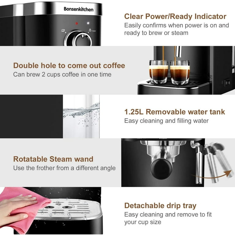 Bonsenkitchen Espresso Machine ,15 Bar Coffee Machine 220 VOLTS NOT FOR USA