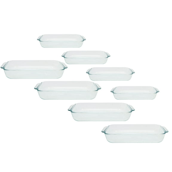 Pyrex (4) 233 3qt and (4) 232 2qt Glass Baking Dish