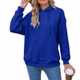 thumbnail image 2 of Zpanxa Hoodies for Women Fashion Solid Lace Up Long Sleeve Hooded Sweater Hoodies Blue XXL, 2 of 7