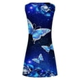thumbnail image 4 of Wycnly Formal Dresses for Women Beach Sexy Hollow out Swing Tunic Tank Short Dresses Sleeveless Crewneck Butterfly Print 2024 Summer Mini Dress Blue XL, 4 of 5
