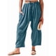 thumbnail image 2 of Pantalones Palazzo Harem Informales Holgados con Cordón para Mujer, para Verano, Playa, Viajes, Vacaciones, con Bolsillos. Azul Pavo Real M, 2 of 6