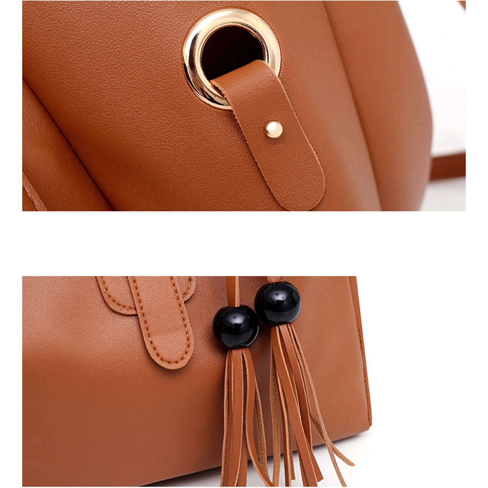 Quinlirra Set of 3 Purses for Women Tote Purse and Wallet Set Shoulder Satchel Bags, Women Handbag Wallet Tote Bag Shoulder Bag, Gifts for Women-Brown&Set of 3