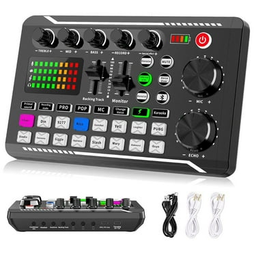 F998 Sound Card Audio Mixer Podcast, Voice Changer for Board for Microphone Karaoke