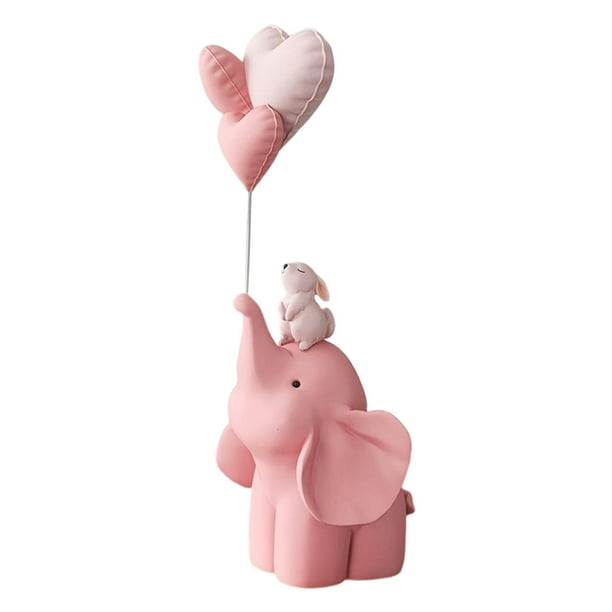 Estatua de elefante moderna, figura decorativa de conejito coleccionable. Rosa