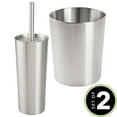 thumbnail image 2 of mDesign Steel/Plastic Toilet Bowl Brush 1.7 Gal Trash Can Combo - Brushed/Chrome, 2 of 8