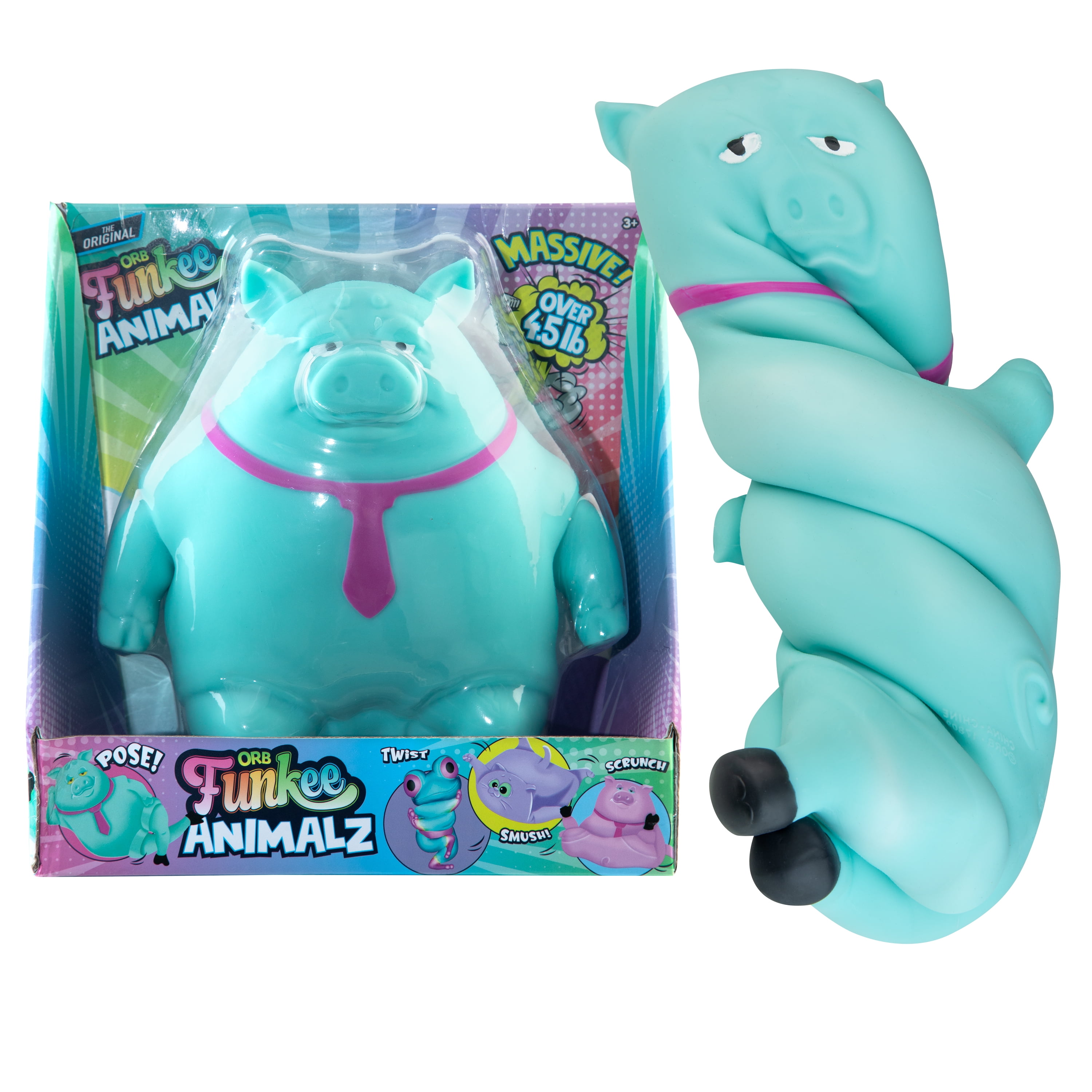 ORB Funkee Animalz Pig JUMBO (Teal) - Over 4.5 lb Stretchy Pig