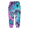 thumbnail image 4 of Casual Capri Pants Women Summer Athletic Tie Dye Print Elastic Waist Sweatpants with Pocket Joggers Fashion Bottoms, Light Blue, XXXL, 4 of 7