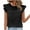 Black, variant on Women Eyelet Ruffle Sleeve Blouse Round Neck Short Sleeve Casual Boho Vacation Beach Loose Tops, Navy L