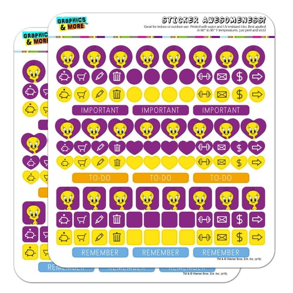 Looney Tunes Tweety Bird Planner Calendar Scrapbooking Crafting Sticker Set