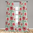 thumbnail image 4 of Ambesonne Garden Curtains, Warm Colored Poppy Pattern, Pair of 28"x63", Dark Coral and Army Green, 4 of 5