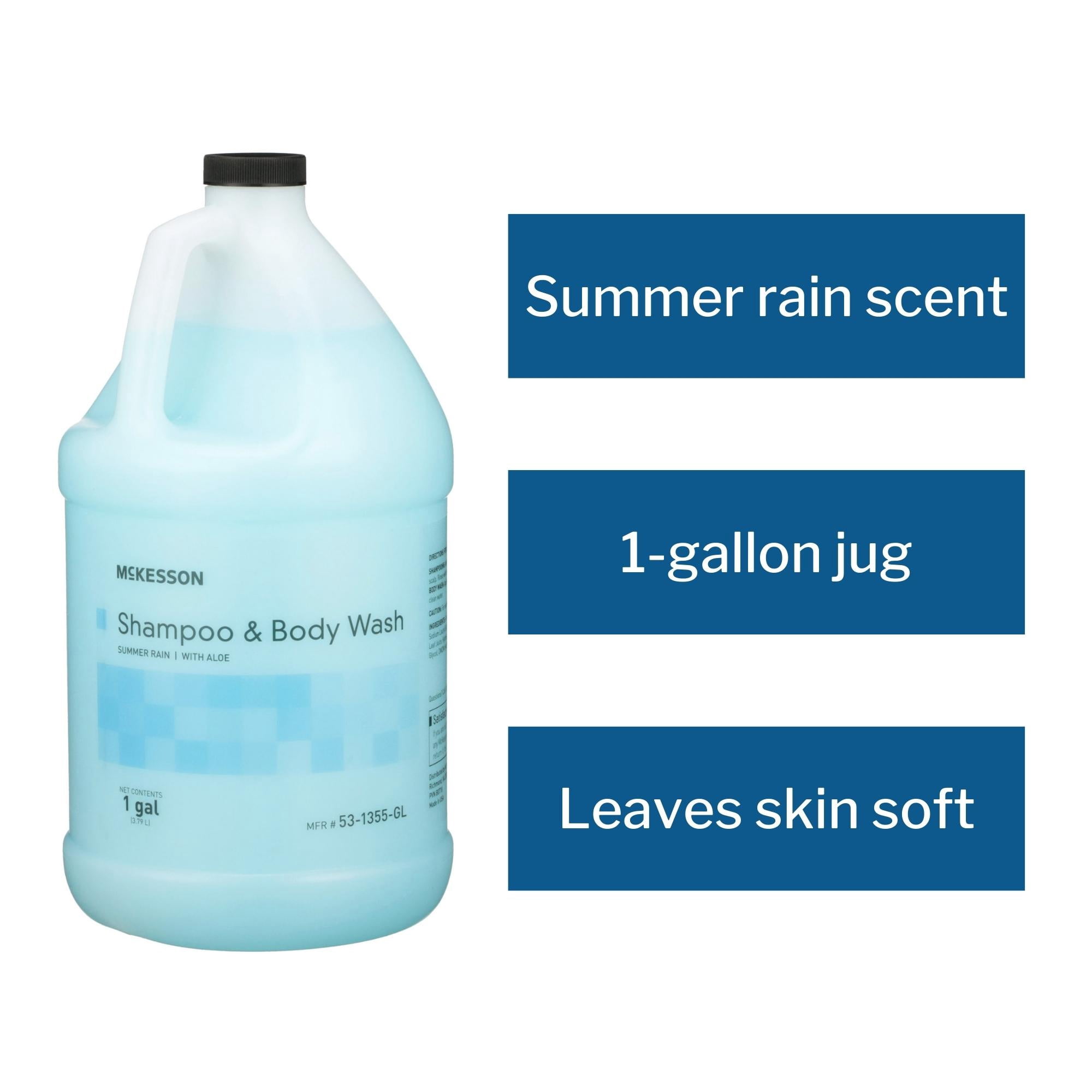 McKesson Shampoo and Body Wash with Collagen for Fragile Hair, Hydrating & Moisturizing - Summer Rain Scent, 1 Gallon Jug, 1 Count